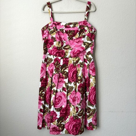 Lafayette 148 Floral Rose Garden Printed Pleated Spring Summer Dress - Picture 1 of 12